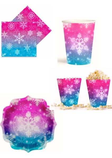 Doğum Günü ve Özel Günler Için Tabak, Peçete, Bardak ve Mısır Kutusu Seti