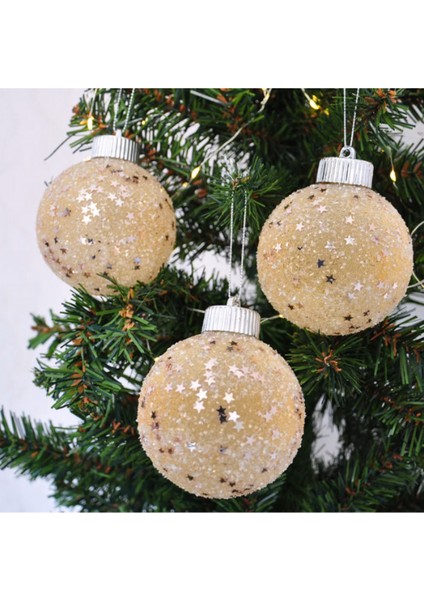 Yılbaşı Ağaç Süsleme Yıldız Tozu Topu 8cm 3lü