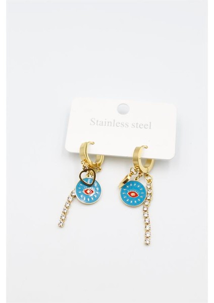 Taşlı Küpe - Altın