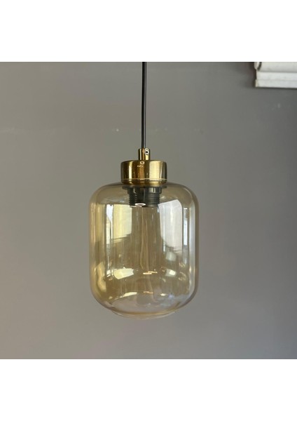 Diona Cam Bal Rengi Tekli Avize Küçük Plafonyer Başlık Retro Sarkıt Lamba Salon Aydınlatma fiyatları