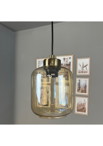 Diona Cam Bal Rengi Tekli Avize Küçük Plafonyer Başlık Retro Sarkıt Lamba Salon Aydınlatma modelleri