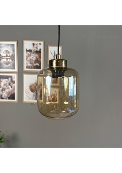 Diona Cam Bal Rengi Tekli Avize Küçük Plafonyer Başlık Retro Sarkıt Lamba Salon Aydınlatma fırsatları