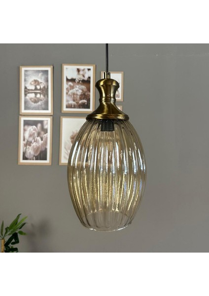 Diona Cam Bal Rengi Tekli Avize Tokmak Başlık Retro Sarkıt Lamba Salon Aydınlatma fırsatları