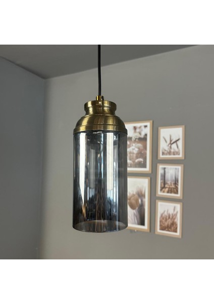 Windy Cam Füme Tekli Avize Kum Saati Başlık Retro Sarkıt Lamba Salon Aydınlatma