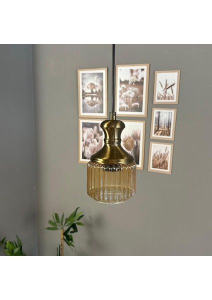 Jerno Cam Bal Rengi Tekli Avize Eskitme Tokmak Başlık Retro Sarkıt Lamba Salon Aydınlatma fırsatları