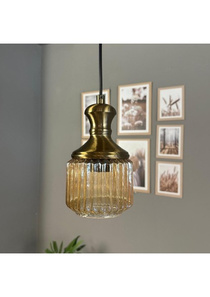 Jerno Cam Bal Rengi Tekli Avize Eskitme Tokmak Başlık Retro Sarkıt Lamba Salon Aydınlatma indirimleri