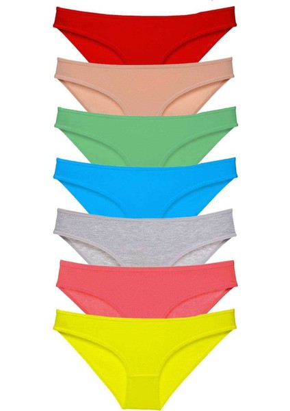 7 Adet Süper Eko Set Likralı Kadın Slip Külot Çok Renkli