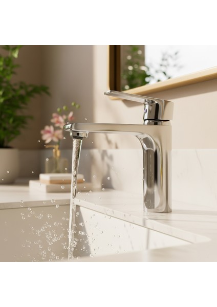 Banora Rauline, Krom Lavabo Bataryası, Paslanmaz Pirinç Gövde, Su Tasarruflu Perlatörlü Musluk modelleri