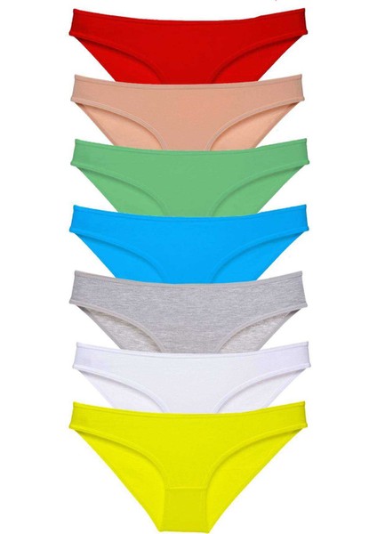 7 Adet Süper Eko Set Likralı Kadın Slip Külot Çok Renkli