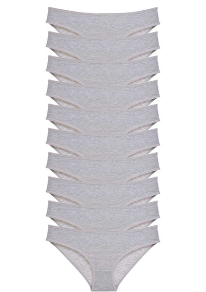 10 Adet Süper Eko Set Likralı Kadın Slip Külot Gri