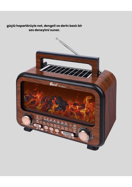 Yzlal Alev Işığı Efektli Solar Bluetooth Hoparlör Radyo Destekli Taşınabilir Model modelleri