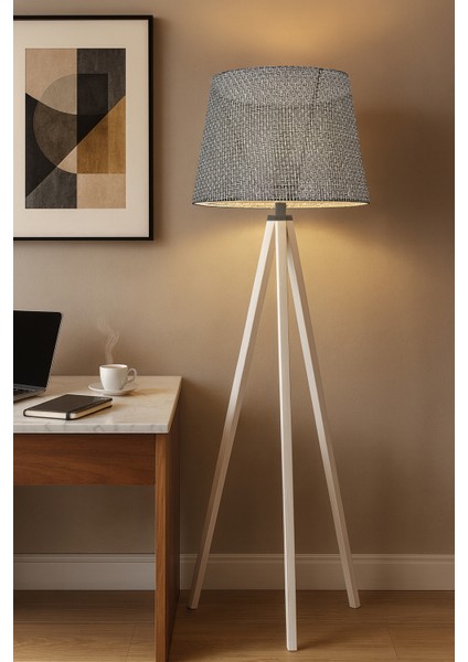 Mono Hasır Siyah-Beyaz Lambader