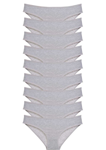 9 Adet Süper Eko Set Likralı Kadın Slip Külot Gri