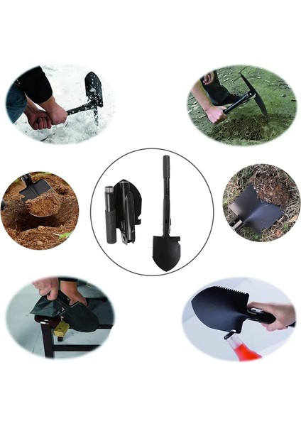Katlanır Kamp & Bahçe Küreği-Kazması , Çok Fonksiyonlu, Pusulalı,testere ve Açacaklı Kompakt Set fiyatları