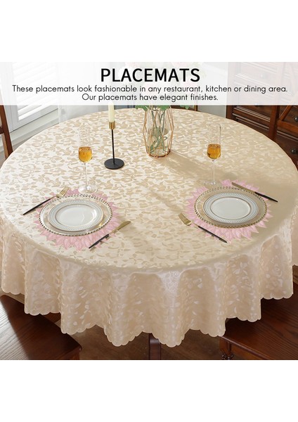 Placemats Set 6 Round Bollow Out Çiçekler Yemek Masa Pres Presli Gül Altın Için Paspaslar (Yurt Dışından) modelleri