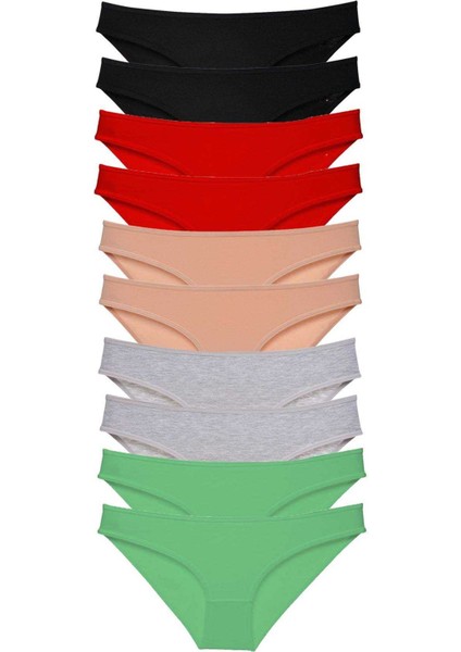 10 Adet Süper Eko Set Likralı Kadın Slip Külot 502