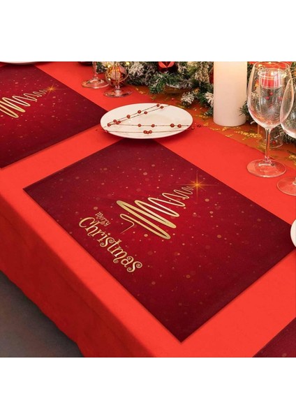 Merry Noel Ağacı Placemats Seti 6 Kaymaz/silme Temiz Keten Yemek Masası Paspas Seti Isıya Dayanıklı Masa Astarı (Yurt Dışından) fırsatları