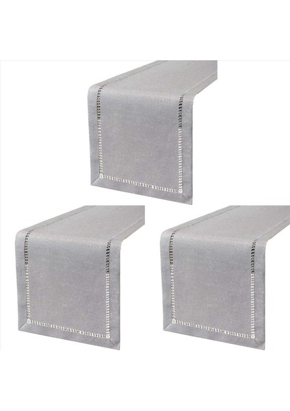 3x El Eşyalı Yemek Masası Koşucu Dresser Eşarpları Gümüş Iplik Içerlikleri (Açık Gri 12 x 72 Masa Koşucuları) (Yurt Dışından)
