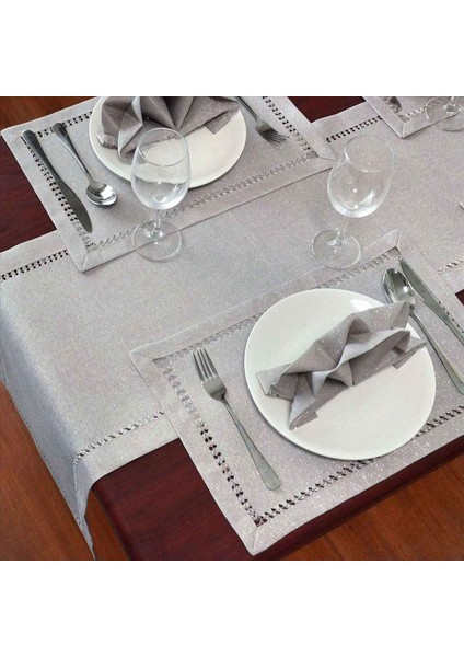 3x El Eşyalı Yemek Masası Koşucu Dresser Eşarpları Gümüş Iplik Içerlikleri (Açık Gri 12 x 72 Masa Koşucuları) (Yurt Dışından) fiyatları