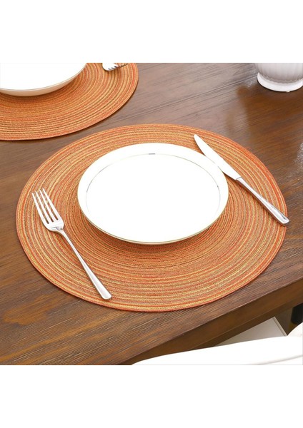 6 Adet Yuvarlak Örgülü Placemats Seti 6 Daire Yer Paspasları Yıkanabilir 15 Inç Masa Paspasları Yemek Masası Düğün Partisi (Yurt Dışından) modelleri