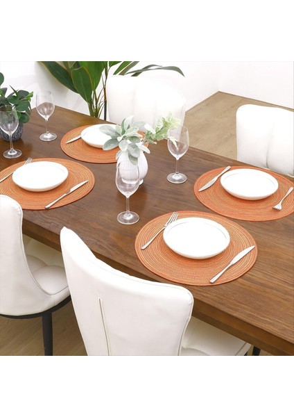 6 Adet Yuvarlak Örgülü Placemats Seti 6 Daire Yer Paspasları Yıkanabilir 15 Inç Masa Paspasları Yemek Masası Düğün Partisi (Yurt Dışından) indirimleri