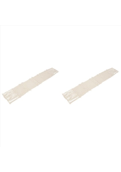 2x Macrame Masa Koşucu Boho Düğün Masa Dekorasyonu Vintage Farmhouse ve Bohem Yemek Odası Stili Bej Beyaz (Yurt Dışından)