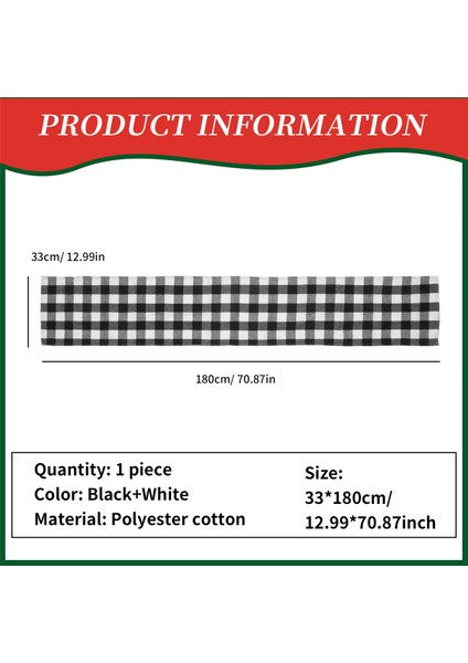 Buffalo Check 13X70INCH Siyah Beyaz Ekose Masa Koşucu Parti Noel Etkinlikleri Için Yemek Masa Koşucuları Ev Dekor (Yurt Dışından) fırsatları