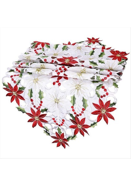 Noel Masası Koşucusu Poinsettia Holly Yaprağı Işlemeli Masa Çarşafları Noel Dekorasyonları Için 15 x 53 Inç (Yurt Dışından) fiyatları