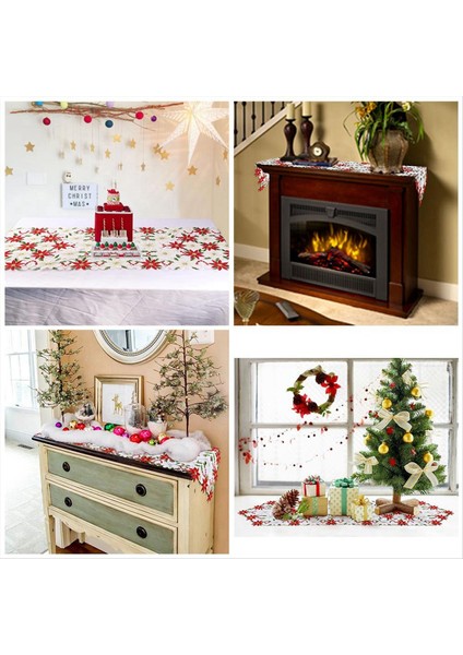 Noel Masası Koşucusu Poinsettia Holly Yaprağı Işlemeli Masa Çarşafları Noel Dekorasyonları Için 15 x 53 Inç (Yurt Dışından) modelleri
