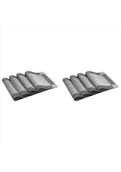 Placemat Çapraz Dokunma Dokuma Slip Olmayan Yalıtım Placemat Yıkanabilir Masa Paspasları Seti 8 (8 Pcs Placemats Gümüş Gray) (Yurt Dışından)