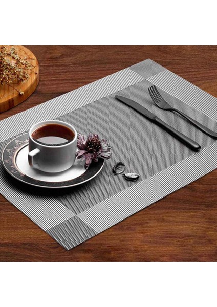Placemat Çapraz Dokunma Dokuma Slip Olmayan Yalıtım Placemat Yıkanabilir Masa Paspasları Seti 8 (8 Pcs Placemats Gümüş Gray) (Yurt Dışından) fırsatları