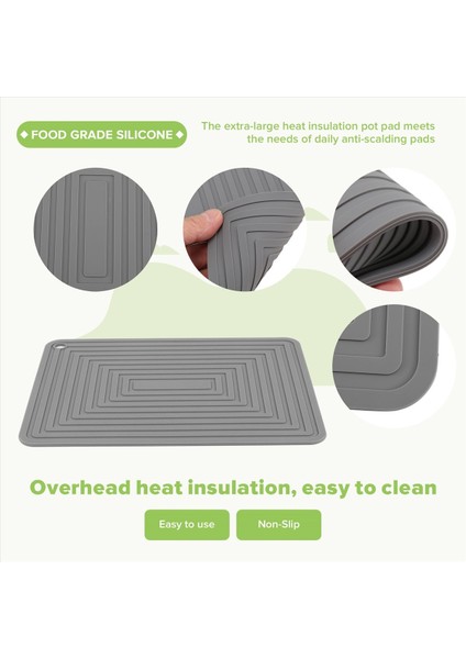 Büyük Silikon Tencere Tutucu Kare Kalın Isı Yalıtım Pedi Değil Olmayan Oluk Mutfak Masası Mat (Gri) (Yurt Dışından) indirimleri