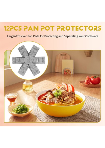 12PCS 3 Farklı Boyutlarda Pan Pot Koruyucuları Pişirme Eşyalarınızı Korumak ve Ayırmak Için Daha Büyük ve Daha Kalın Tava Pedleri (Gri) (Yurt Dışından) indirimleri