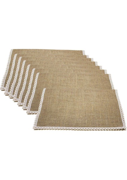 12 Pcs Masa Mat Dantel Placemat Seti Dokuma Takım Mat Isıya Dayanıklı Kayma Anti-Scald Sarı-Beyaz ve Çim Yeşil (Yurt Dışından) fiyatları