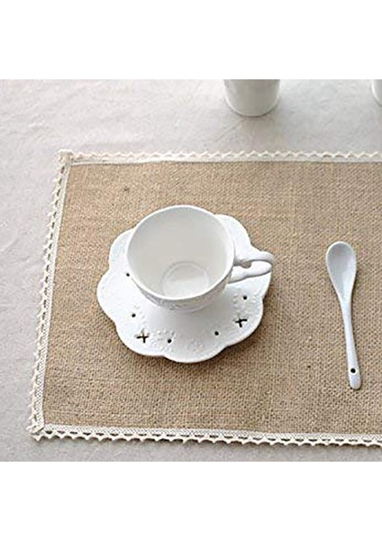 12 Pcs Masa Mat Dantel Placemat Seti Dokuma Takım Mat Isıya Dayanıklı Kayma Anti-Scald Sarı-Beyaz ve Çim Yeşil (Yurt Dışından) fırsatları