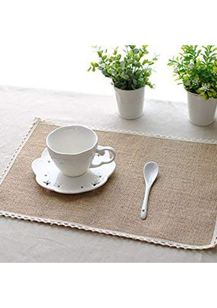 12 Pcs Masa Mat Dantel Placemat Seti Dokuma Takım Mat Isıya Dayanıklı Kayma Anti-Scald Sarı-Beyaz ve Çim Yeşil (Yurt Dışından) indirimleri