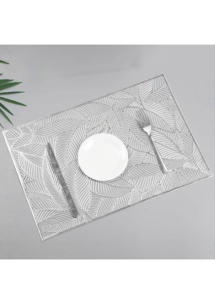 6 Adet Dikdörtgen Yapraklar Yalıtılmış Placemats Üst Düzey Otel Yemek Restoran Masası Mat Dekorasyon Içi Boş Placemat A (Yurt Dışından) modelleri