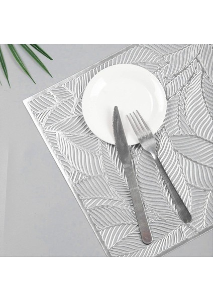 6 Adet Dikdörtgen Yapraklar Yalıtılmış Placemats Üst Düzey Otel Yemek Restoran Masası Mat Dekorasyon Içi Boş Placemat A (Yurt Dışından) fırsatları