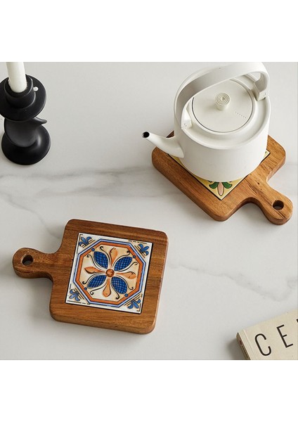 Masif Ahşap Karo Yalıtım Potu Paspasları Ev Retro Placemats Sıcaklığa Dayanıklı Mutfak Masa Paspasları Coasters C (Yurt Dışından) indirimleri
