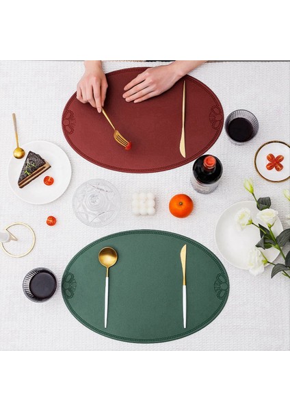 Retro Pu Placemat Avrupa Fransız Tarzı Oval Yalıtım Mats Su Geçirmez ve Yağ Durumsal Batı Yemek Masası Mat Ev G (Yurt Dışından) indirimleri