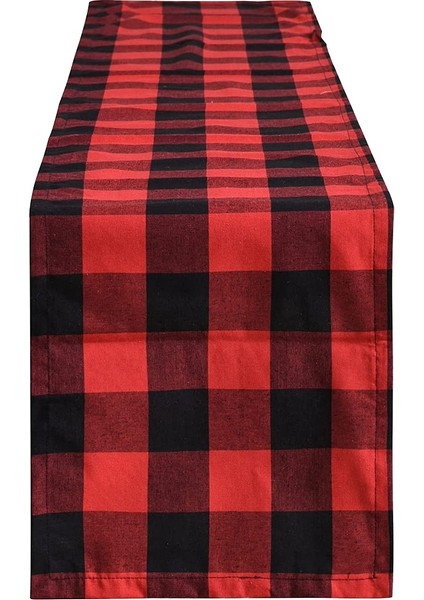 Buffalo Check 13X70INCH Siyah ve Kırmızı Ekose Masa Koşucusu Parti Noel Etkinlikleri Için Yemek Masası Koşucuları Ev Dekor (Yurt Dışından)