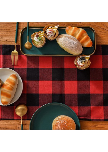 Buffalo Check 13X70INCH Siyah ve Kırmızı Ekose Masa Koşucusu Parti Noel Etkinlikleri Için Yemek Masası Koşucuları Ev Dekor (Yurt Dışından) indirimleri