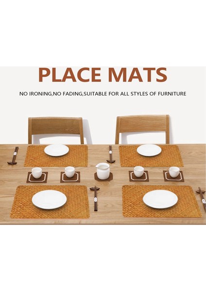 4 Paket Doğal Deniz Otu Yer Mat 17 Inç x 12 Inç El Dokuması Dikdörtgen Rattan Placemats (Yurt Dışından) modelleri