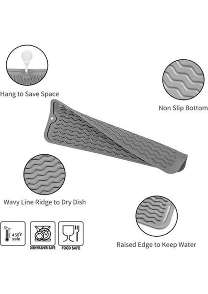 Çoklu Kullanım Için Çanak Kurutma Mat Kolay Temiz Çevre Dostu Isıya Dayanıklı Silikon Paspas Mutfak Tezgahı Gri-B (Yurt Dışından) modelleri