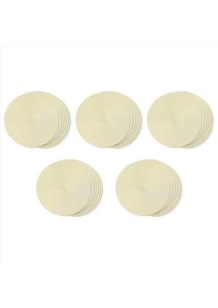 Yuvarlak Örgülü Placemats Set 30 Masa Paspasları Için Yemek Masaları Dokuma Yıkanabilir Kaymaz Yer Paspasları 15 Inç (Bej) (Yurt Dışından)