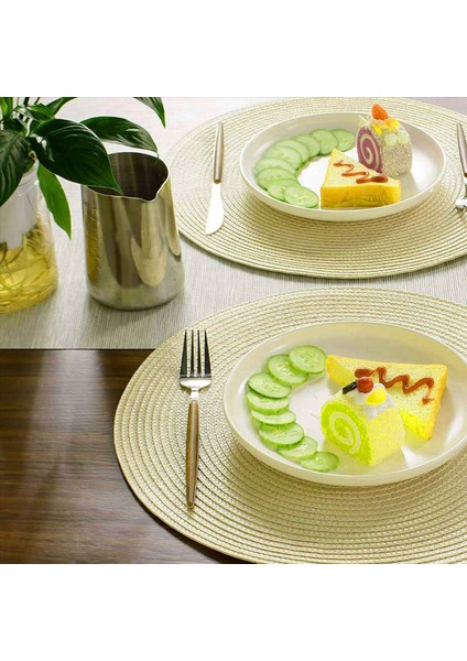 Yuvarlak Örgülü Placemats Set 30 Masa Paspasları Için Yemek Masaları Dokuma Yıkanabilir Kaymaz Yer Paspasları 15 Inç (Bej) (Yurt Dışından) modelleri