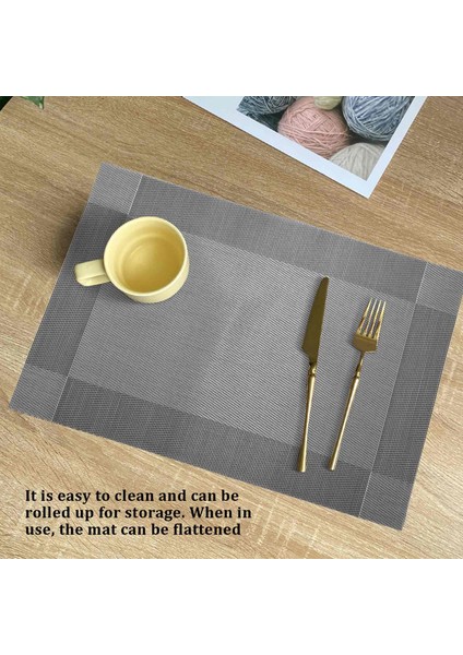 Placemat Çapraz Dokunma Dokuma Slip Olmayan Yalıtım Placemat Yıkanabilir Masa Paspasları 4 (4pcs Placemats Gümüş Gray) (Yurt Dışından) modelleri