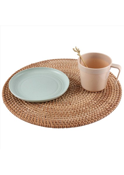 3 Adet El Yapımı Yuvarlak Doğal Rattan Placemat Çiftlik Evi Yuvarlak Hasır Placemats Yemek Masası Düğün Partiler Barbekü Vb (Yurt Dışından)