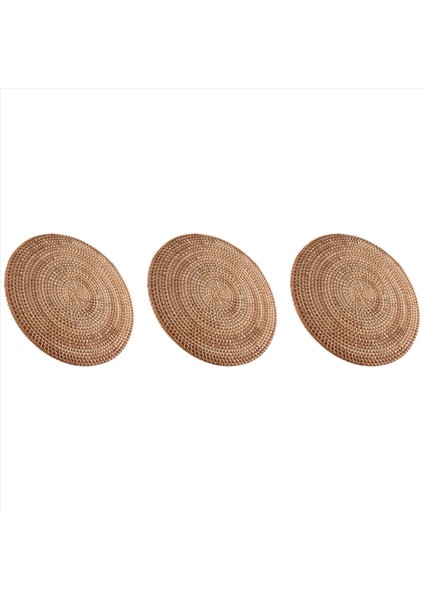 3 Adet El Yapımı Yuvarlak Doğal Rattan Placemat Çiftlik Evi Yuvarlak Hasır Placemats Yemek Masası Düğün Partiler Barbekü Vb (Yurt Dışından) fırsatları