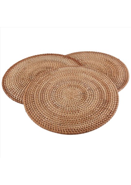 3 Adet El Yapımı Yuvarlak Doğal Rattan Placemat Çiftlik Evi Yuvarlak Hasır Placemats Yemek Masası Düğün Partiler Barbekü Vb (Yurt Dışından) indirimleri